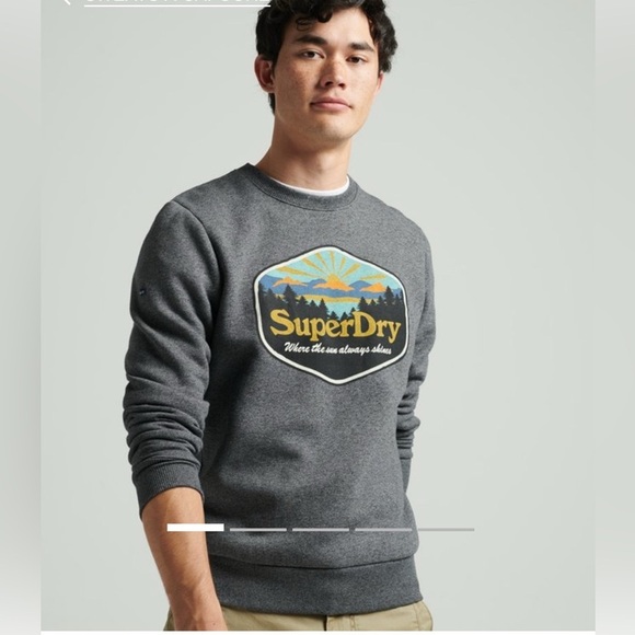 SuperDry Men's Gray Travel Postcard Graphic Crewneck Sweatshirt Sz M - Picture 2 of 11
